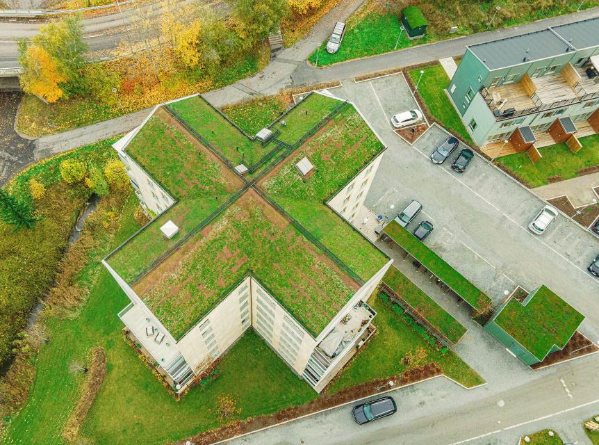 Sedumtak, inspiration, BRF, Järfälla